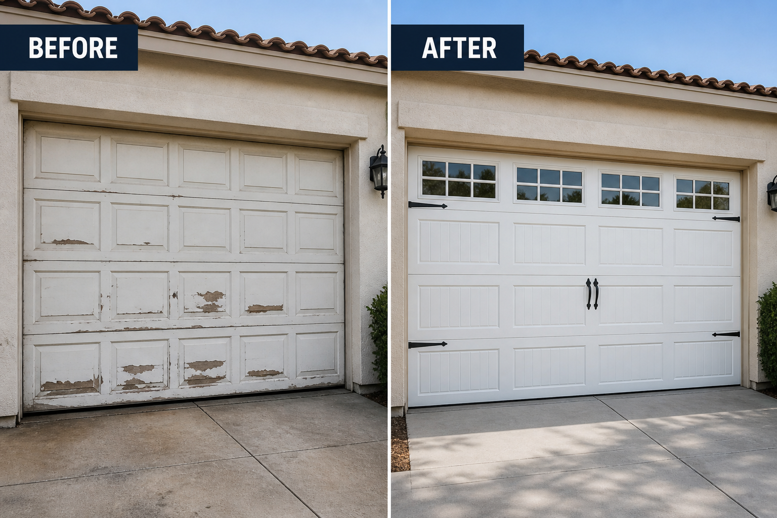 Garrage door before& after repairs